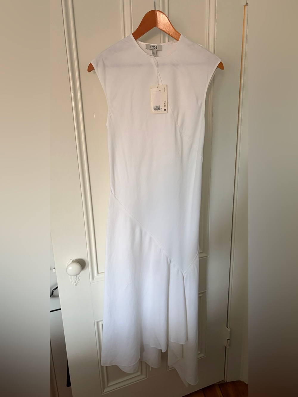 Draped asymmetrical linen blend maxi dress - Picture 3 of 8